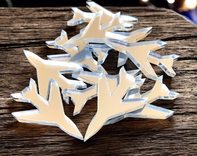 Jet Plane Acrylic Crafting Mirrors: Custom Colors & Sizes (Pack of 10)