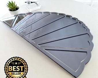 Art Deco Fan Mirror, Recycled Acrylic, Polished Edges, Custom Frame (Bespoke Sizes)