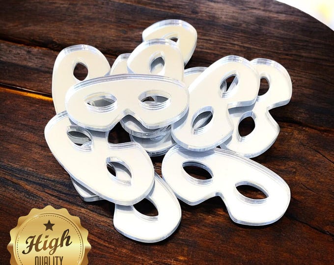 Mask Shaped Crafting Mirrors, Custom Colours, Woods, Sizes, Shapes, (Holes for Jewellery or hoops for invites) Packs of 10