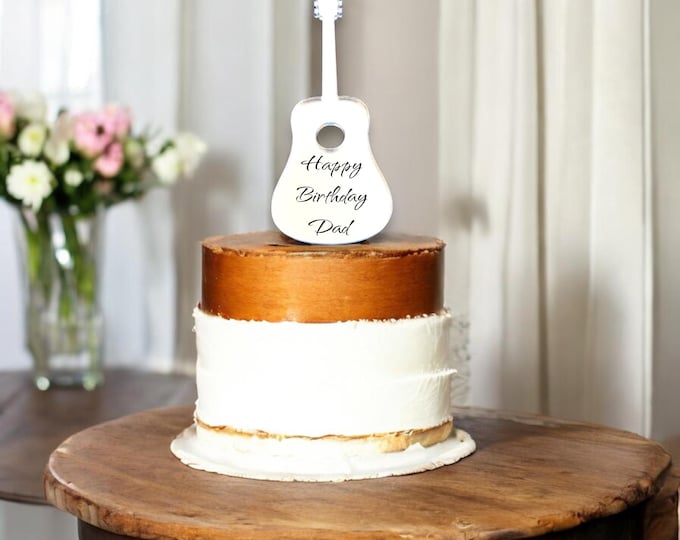 Acoustic Guitar Shaped Cake Toppers - Custom Colours, Sizes, Engravings