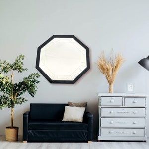 Octagon Shaped Mirrors with a Colour Frame of your choice & Hooks, Bespoke Shapes Made