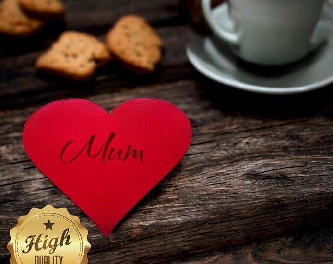 Heart Shaped Coasters in Mirrored Colours, Sets of 4, 6 or 8, Custom Sizes, Shapes, Engraving Services