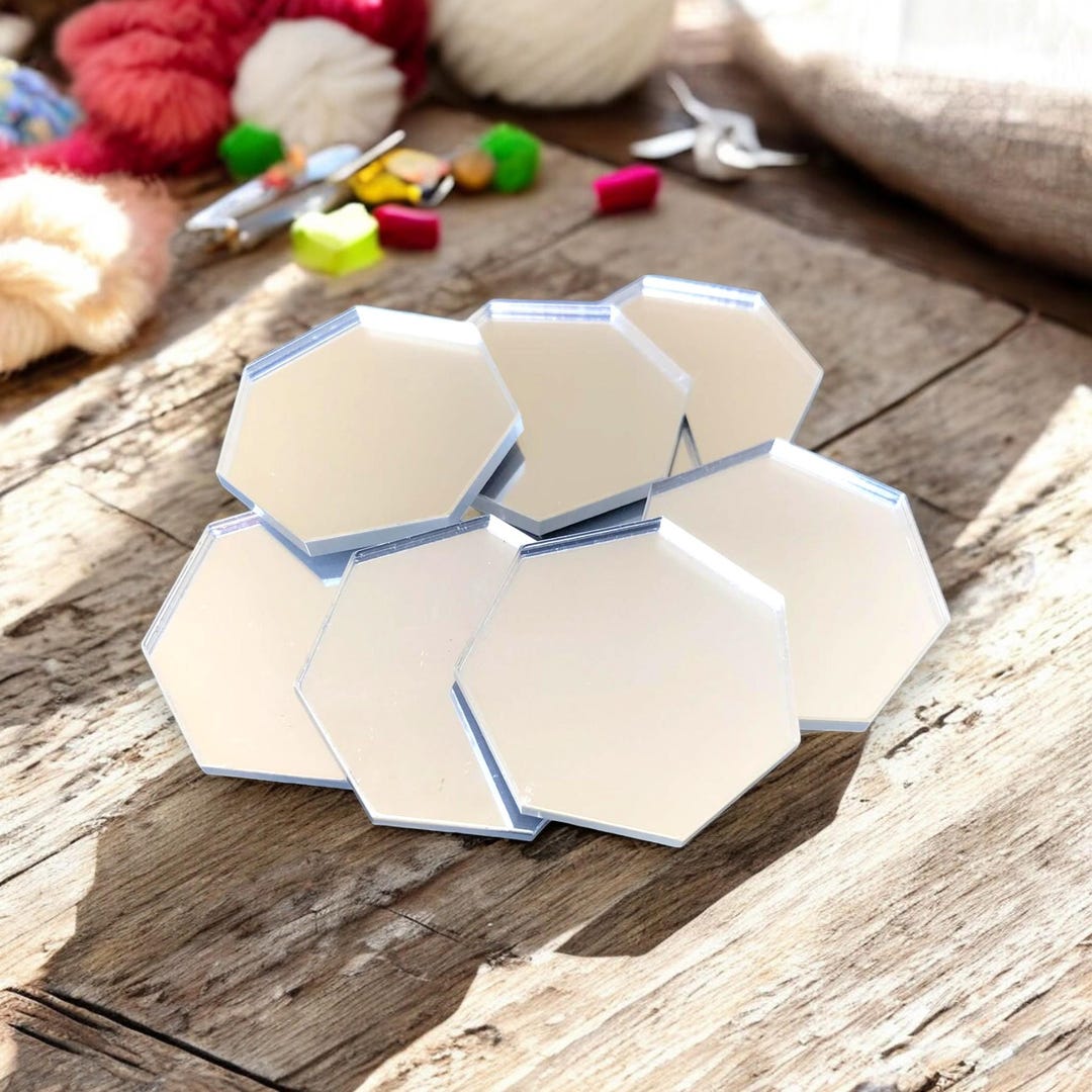 七角形アクリル製クラフトミラー：カスタムカラー＆サイズ、10枚パック
