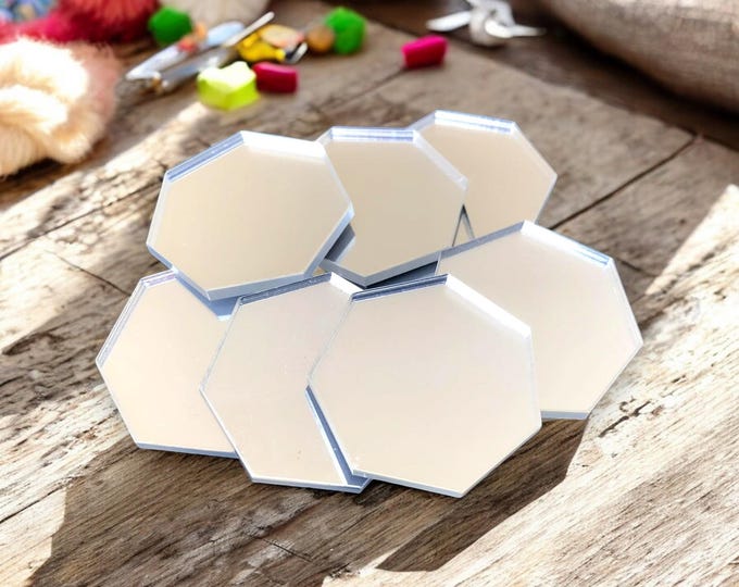 Heptagon Acrylic Crafting Mirrors: Custom Colors & Sizes, Pack of 10