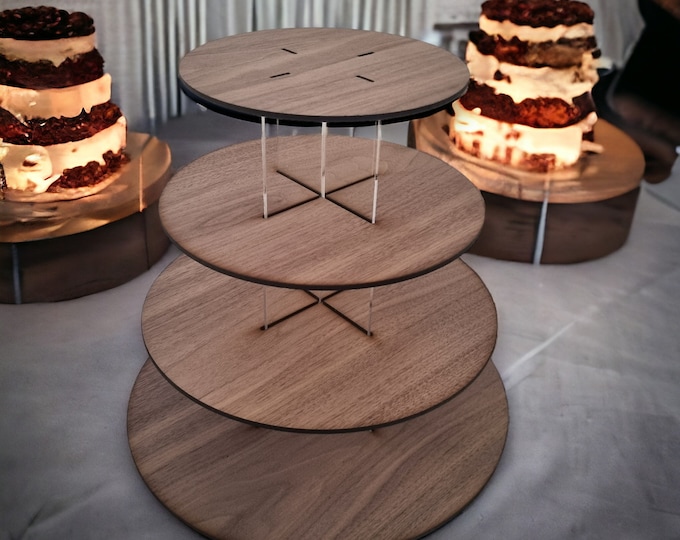 Round or Square Wooden Wedding & Party Cup Cake Stands.  Bespoke Size Stands Made to Order