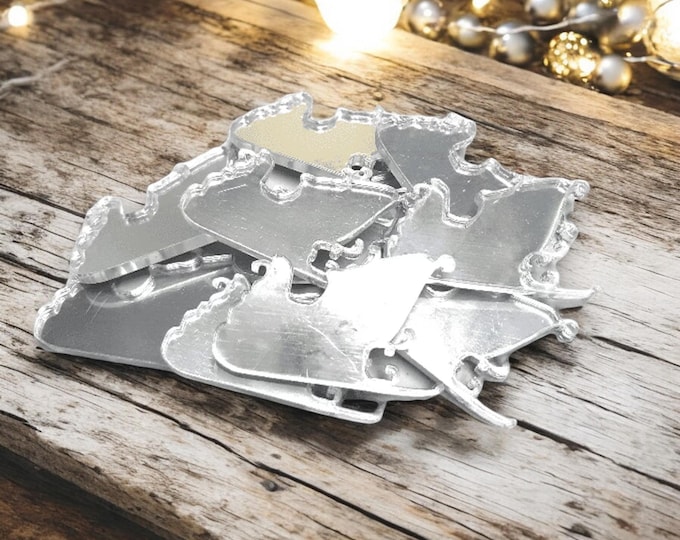 Christmas Sledge Acrylic Crafting Mirrors: Custom Colors & Sizes (Pack of 10)