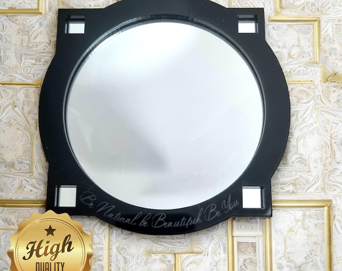 Art Deco Square / Round Shaped Mirrors with a Colour or Wood Frame of your choice & Hooks, Custom Shapes Sizes, Engraving Services