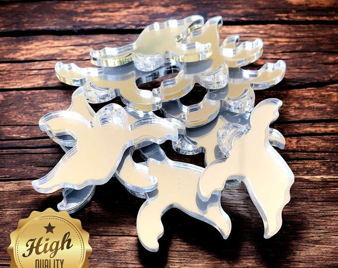 Ghost Shaped Crafting Mirrors, Custom Colours, Woods, Sizes, Shapes, (Holes for Jewellery or hoops for invites) Packs of 10