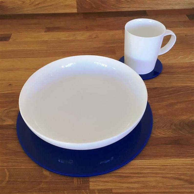 Round Placemats or Placemats & Coasters in Blue Gloss Finish Etsy