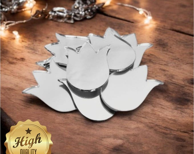 Tulip Shaped Craft Mirrors: Acrylic Embellishments, Custom Colors (Pack of 10)