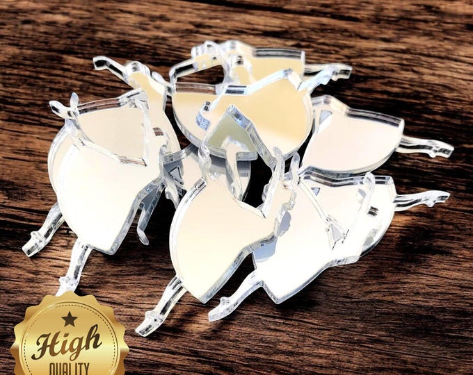 Ballarina Shaped Crafting Mirrors, Custom Colours, Woods, Sizes, Shapes, (Holes for Jewellery or hoops for invites) Packs of 10