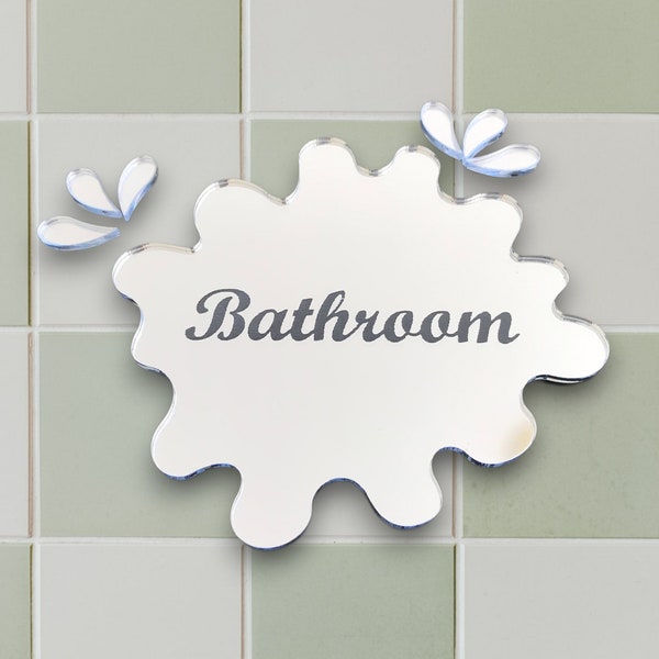 Puddle & Splashes Bathroom Engraved Mirrors - Colour Choices, Bespoke Sizes and Engraving Services