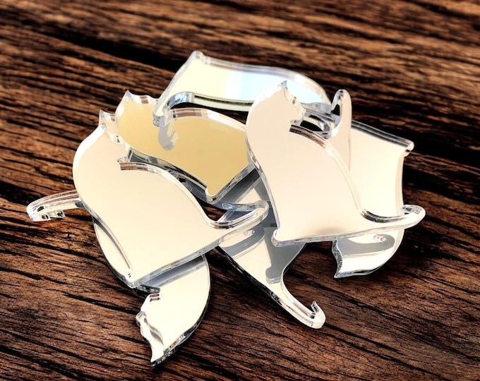 Cat Shaped Crafting Mirrors: Acrylic Animal Shapes, Custom Colors (Pack of 10)