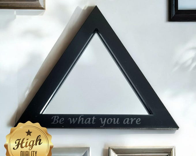 Triangular Shaped Mirrors with a Colour Frame of your choice & Hooks, Bespoke Shapes Made, Engraving Services