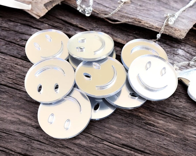 Smiley Face Acrylic Crafting Mirrors: Custom Colors, Sizes, Shapes (Packs of 10)
