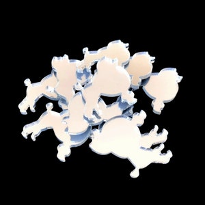 Poodle Dog Shaped Crafting Sets of 10 (Shatterproof Safety Mirror Acrylics & Solid Colours / Many Sizes)