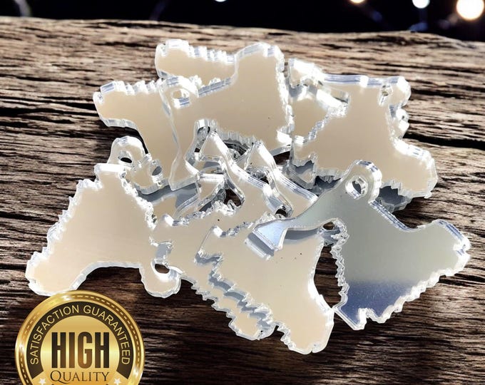 Lowchen Dogs Shaped Crafting Mirrors, Custom Colours, Woods, Sizes, Shapes, (Holes for Jewellery or hoops for invites) Packs of 10