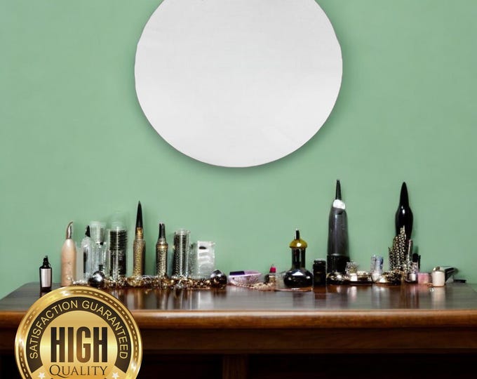 Round Circle Shaped Mirrors with White Backing & Hooks, Bespoke Shapes Made