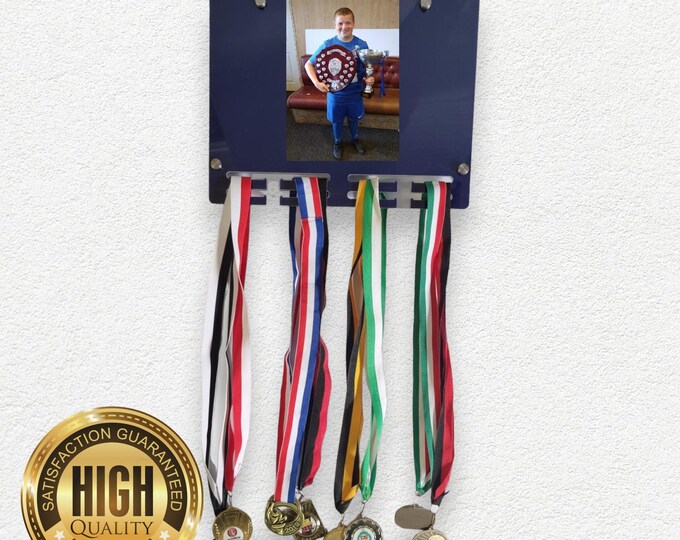 Picture Frame Medal Hangers, With Customised Name, Sport, Colours & Woods, Includes all Fixings, Large Sizes Made