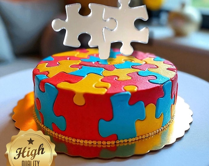 Custom Jigsaw Puzzle Acrylic Cake Topper – Colorful Party Decor, Bespoke Sizes