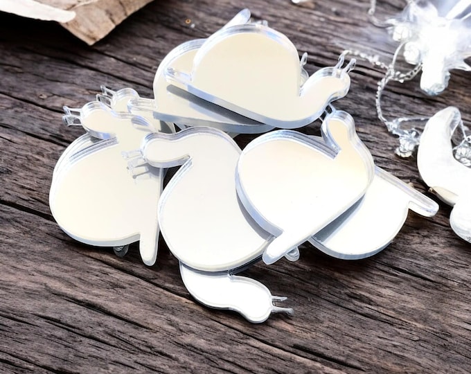 Snail Shaped Acrylic Crafting Mirrors: Custom Colors, Sizes - Pack of 10
