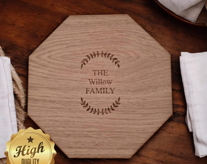 Octagon Placemats & Coasters - Wood Finish Options, Custom Sizes, Shapes, Engraving Service