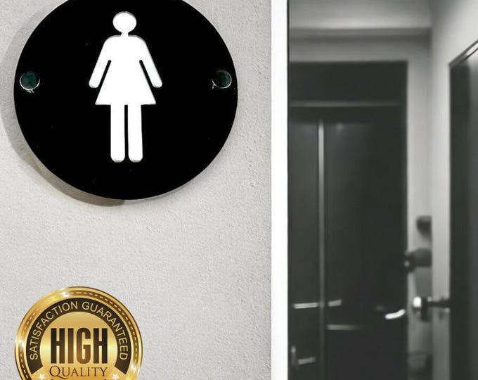 Round or Square Male/Female/Toilet / Cross Legged / Shower Signs - Custom Colours & Wood Finishes, Custom Wording, Sizes, Shapes Made