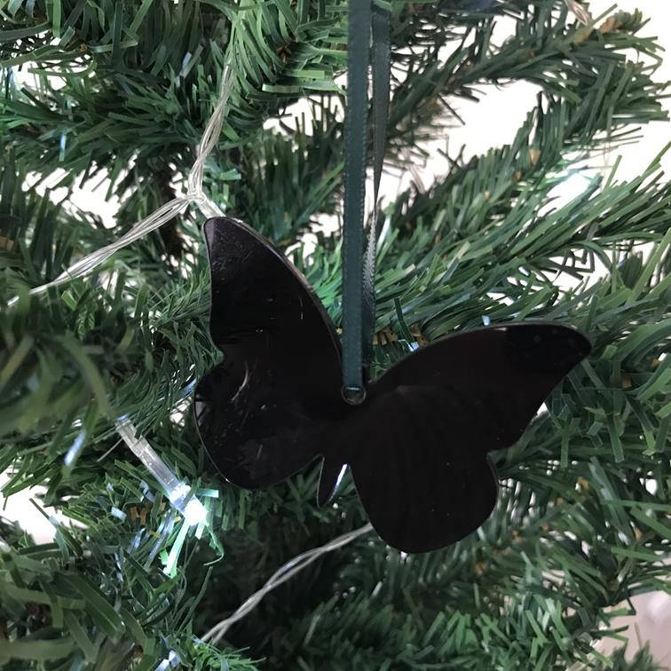 Butterfly Christmas Xmas Tree Decorations In Pink Black Green Or
