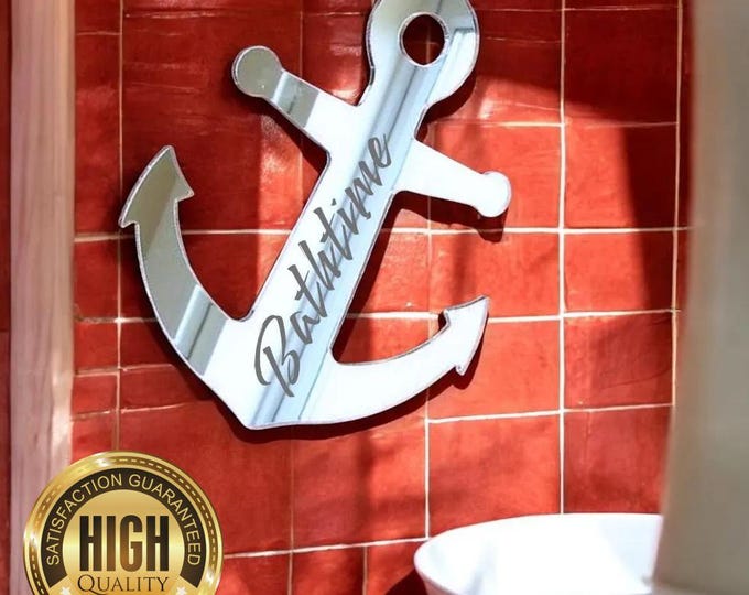 Custom Anchor Shaped Acrylic Mirrors with Engraving Services, Indoor/Outdoor Use, Various Colours & Sizes Available