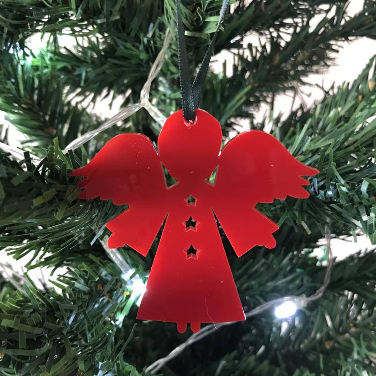 Angel Stars Christmas Xmas Tree Decorations In White Red Lime
