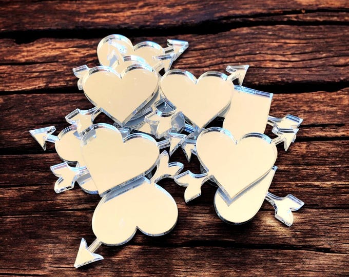 Heart Arrow Acrylic Crafting Mirrors, Custom Colors, Pack of 10