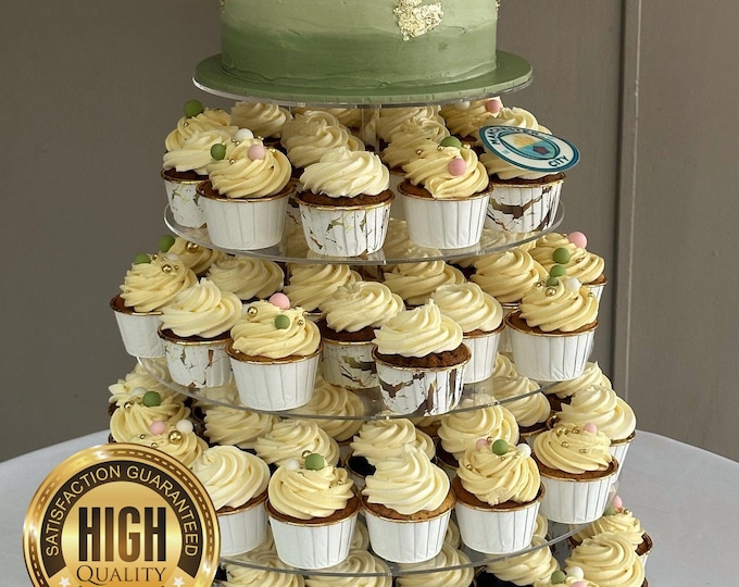 Handcrafted Custom Wedding & Party Cup Cake Stands with Bespoke Sizes, Tiers, Heights, Gaps, - Colours | Eco-Friendly Recycled Acrylic |