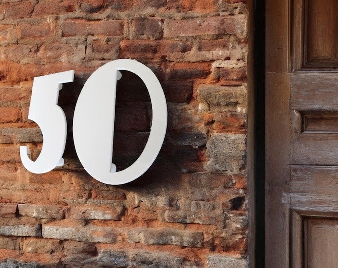 Deco Style Acrylic House Number: Custom Floating Sign (Per Digit)