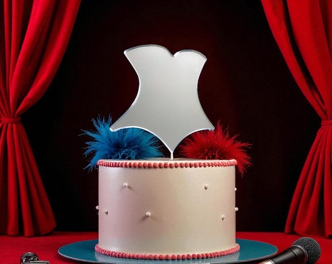 Burlesque dancing Bodice Cake Topper: Custom Cupcake Decorations, colours, engravings