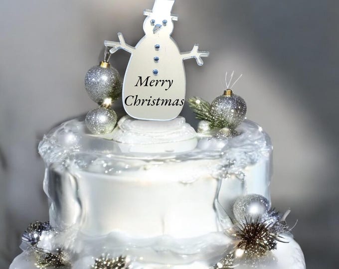 Snowman Cake Topper: Recycled Acrylic Christmas Decoration