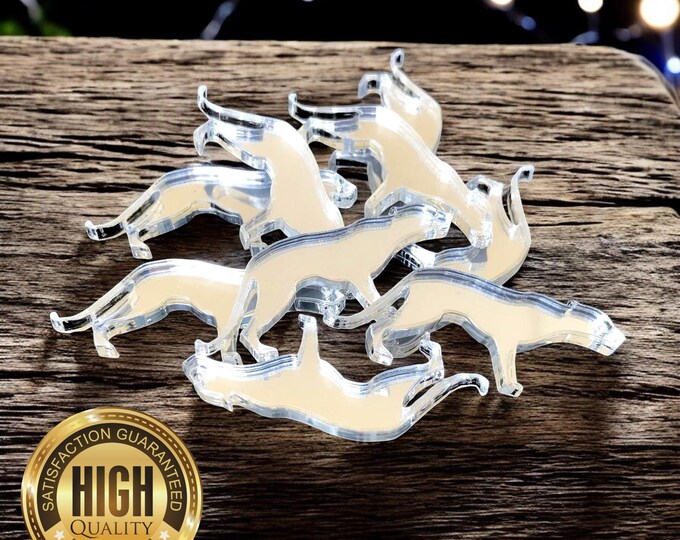 Cat Jaguar Shaped Crafting Mirrors, Custom Colours, Woods, Sizes, Shapes, (Holes for Jewellery or hoops for invites) Packs of 10