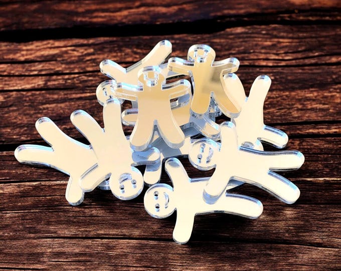 Gingerbread Man Acrylic Crafting Mirrors: Custom Colors & Sizes (Pack of 10)