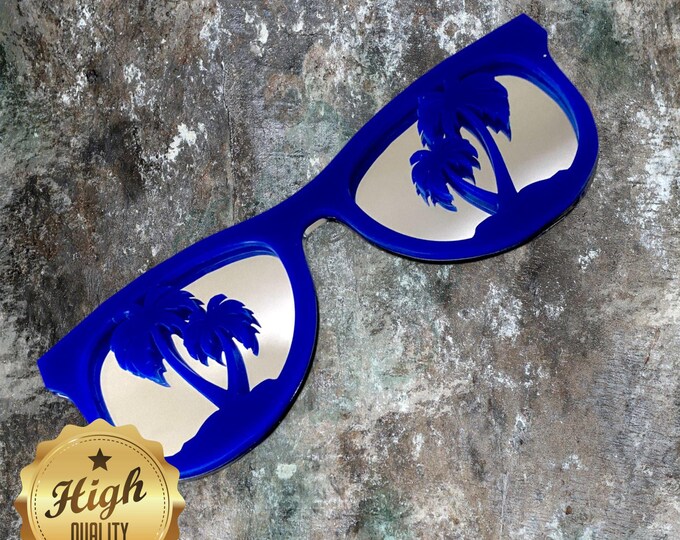 Palm Tree Glasses Wall Mirrors with Hooks, Custom Colours, Sizes, Shapes