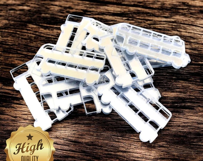 Bus Shaped Acrylic Crafting Mirrors: Custom Colors & Sizes (Pack of 10)