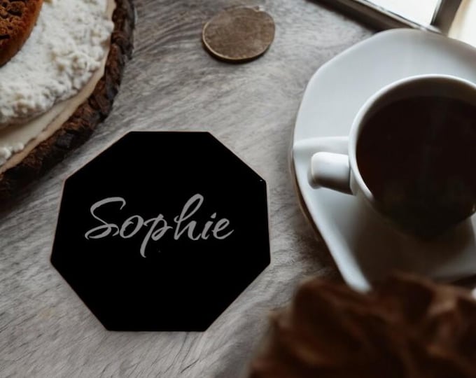 Octagon Shaped Coasters, Custom Matt or Gloss Finish Colours, Sizes, Shapes, Engraved or Plain