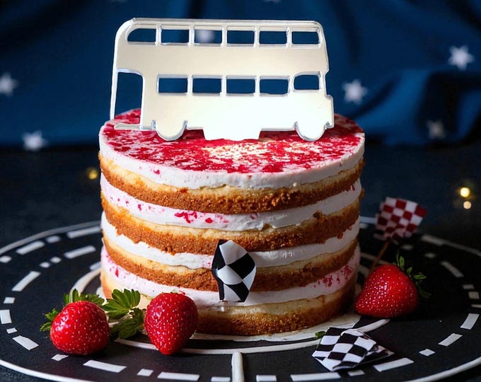Double Decker London Bus Cake Topper, Custom Colors, personalisation