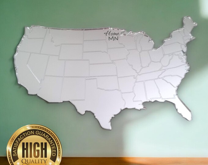 Custom Colorful Mirrors for Any Country/State - Engraving Services, Shatterproof Acrylic, Recycled Material, Made in UK