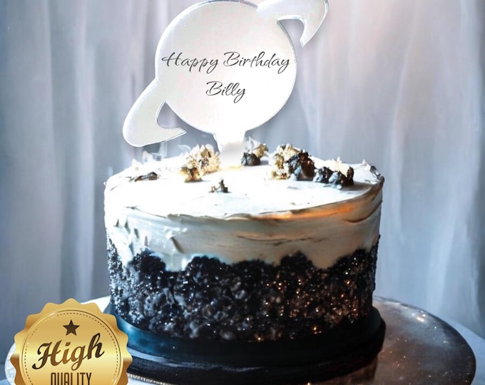 Custom Saturn Cake Topper - Recycled Acrylic, Bespoke Design