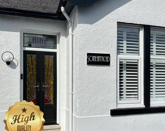 Personalized Art Deco House Sign: Bespoke Recycled Acrylic