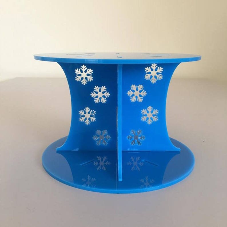 Frozen Round Bright Blue Gloss Acrylic Cake Pillars Cake Separators Size 6 7 8 9 10 11 12 for Wedding Party Cakes 10cm 4 High