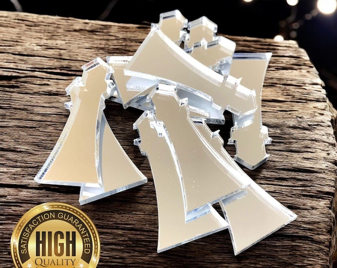 Lighthouse Shaped Crafting Mirrors, Custom Colours, Woods, Sizes, Shapes, (Holes for Jewellery or hoops for invites) Packs of 10