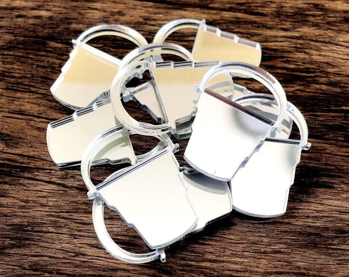 Bucket Shaped Acrylic Crafting Mirrors: Custom Colors & Sizes (Pack of 10)