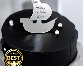 Pirate Ship Cake Topper: Custom Acrylic Cupcake Decorations