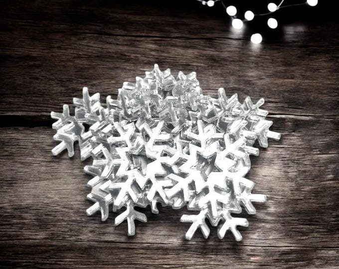 Snowflake Crafting Mirrors: Acrylic Shapes for Jewelry, Invitations - Pack of 10