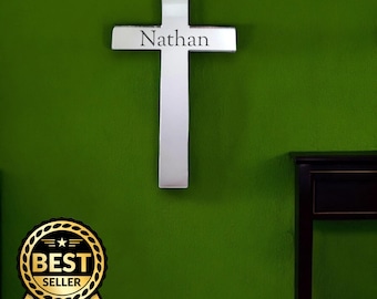 Christian & Catholic Cross Shaped Mirrors - Custom Sizes, Colours, Engraving Services Sizes up to 40cm